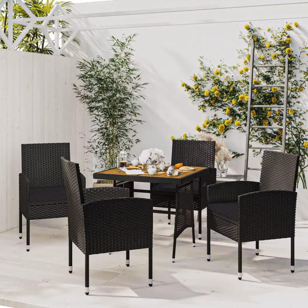 Maison Exclusive - Set da pranzo da giardino 5 pezzi in polyrattan nero