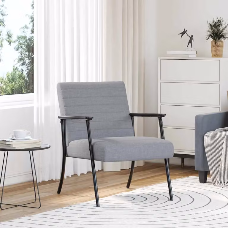 Poltrona moderna vidaXL in tessuto grigio con braccioli L/P/H: 59 x 75 x 78 cm