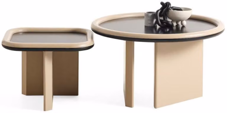 Tavolini da salotto moderni, nuovi, rotondi, beige, in stile minimalista ed elegante