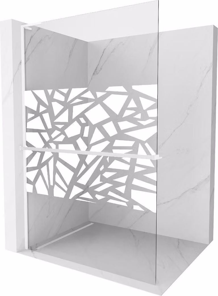 Mexen Kioto+ L pannello doccia con mensola Walk-in 80 x 200 cm, motivo bianco, bianco - 800-080-123-20-85