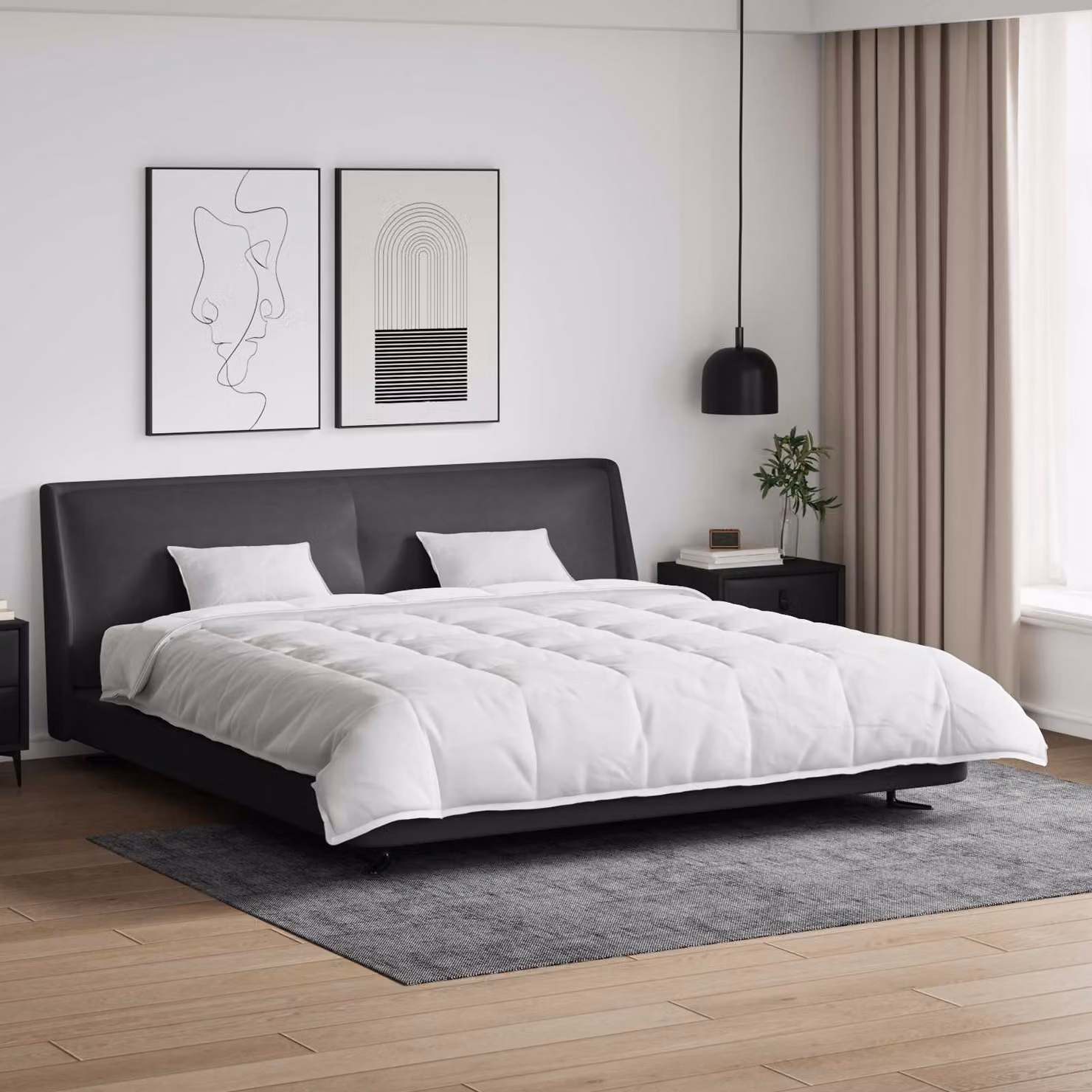 Set di 3 piumoni e cuscini vidaXL in bianco piuma d'anatra traspirante per adulti – 1