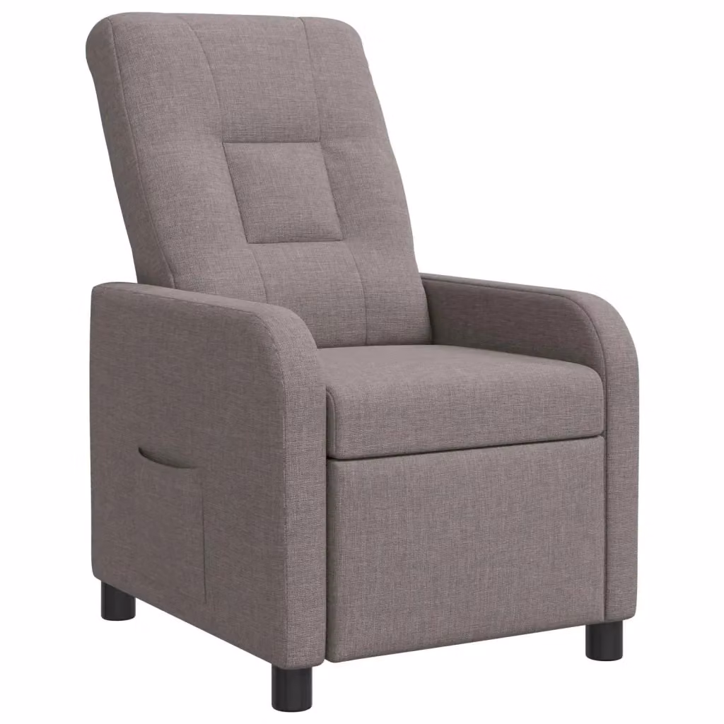 Poltrona reclinabile relax in tessuto beige e grigio con braccioli e leva manuale per soggiorno o ufficio in casa – 2