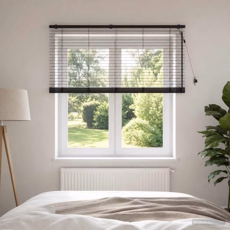 vidaXL Tenda Veneziana in Legno Marrone e Nero L: 145 cm, H: 160 cm, Larghezza delle lamelle: 35 mm
