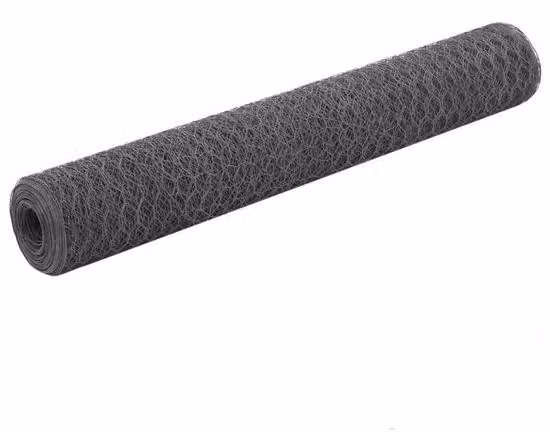 Rete in acciaio e PVC a strisce grigie - 25 x 1 metro - Rete esagonale a maglie fini - Apertura maglie 13 mm - Resistente alla ruggine - Prato moderno