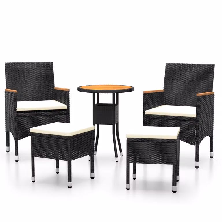 Set Salotto da Giardino 5 pz in Polyrattan Nero