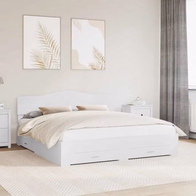 Letto matrimoniale | Letto per adulti | Struttura del letto Bianco 180 x 200 cm Legno multistrato