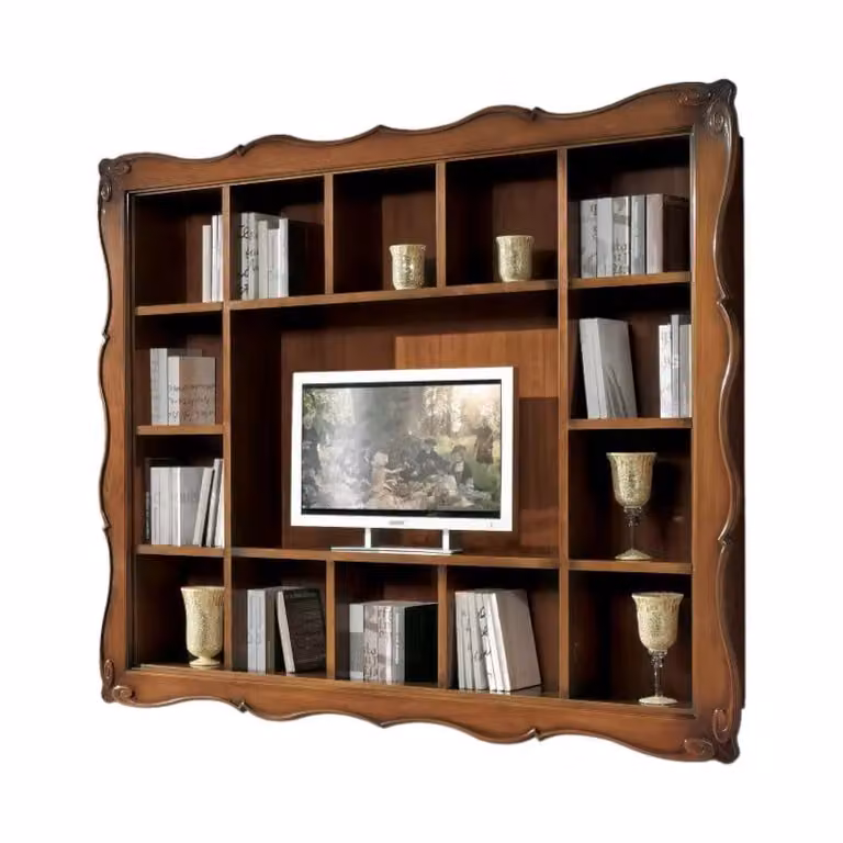 Parete porta TV sospesa con cornice in legno Bassano Mobili 2G marrone L: 235 cm, P: 37 cm, H: 192 cm