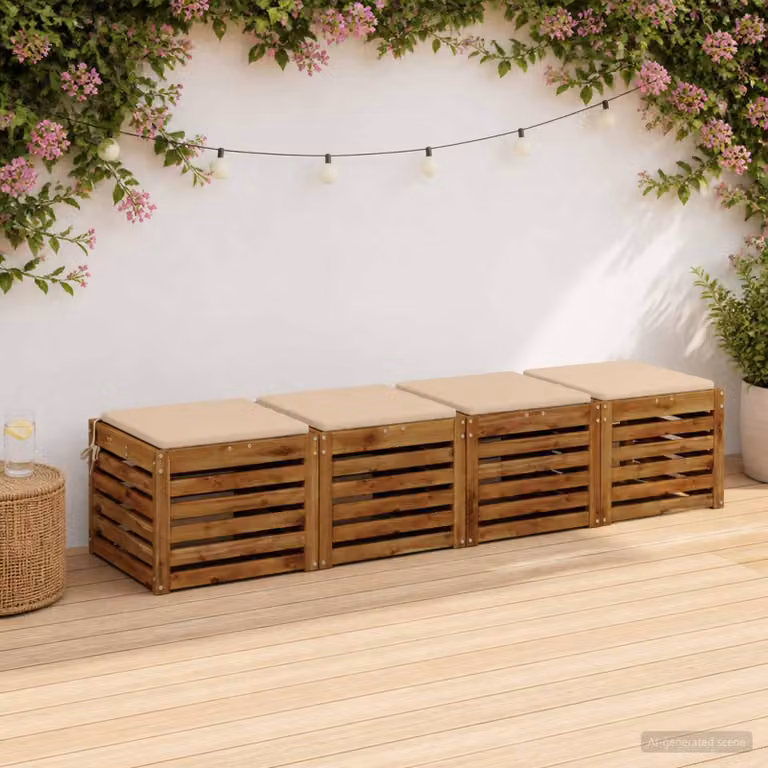 Set di 4 cuscini per sedia vidaXL in poliestere beige con rivestimento lavabile e resistente ai raggi UV