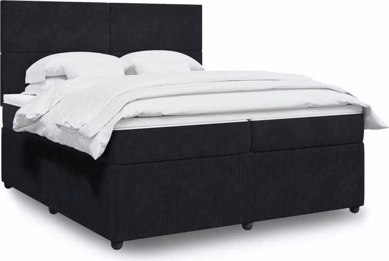 Maison Exclusive - Giroletto a Molle con Materasso Nero 200x200 cm in Velluto