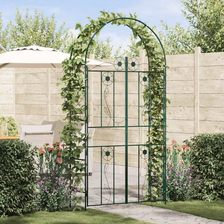 Arco da giardino vidaXL in acciaio verde L: 115 cm, P: 37 cm, H: 226 cm