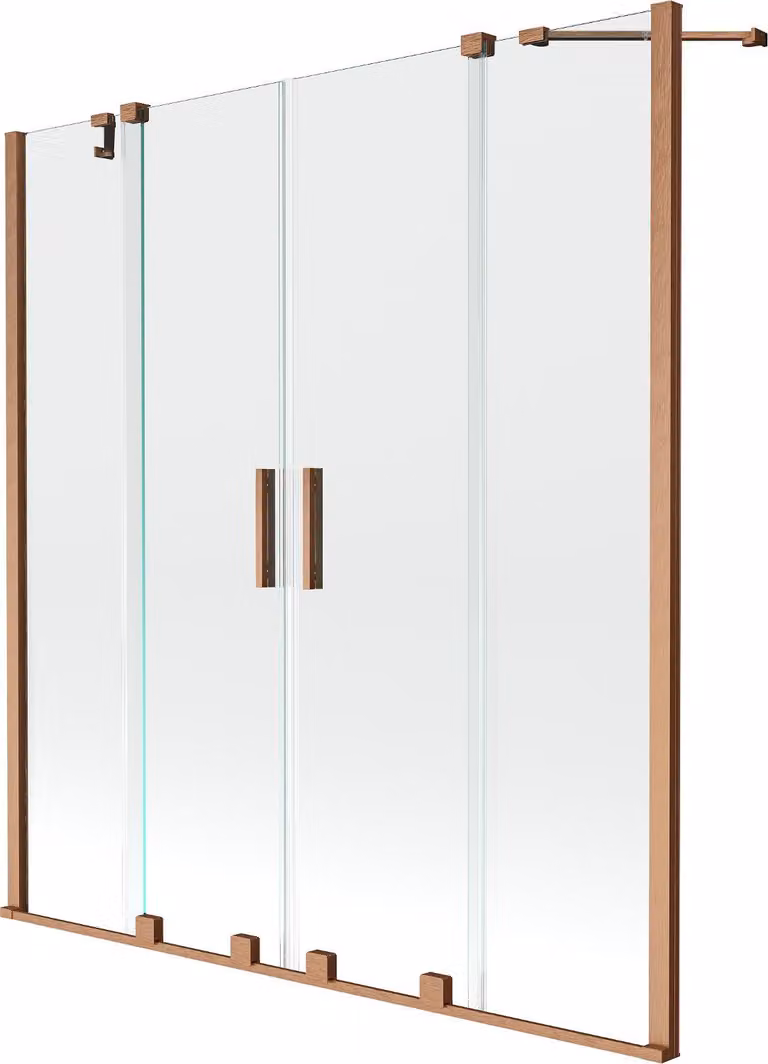 Mexen Velar Duo paratia per vasca da bagno a 2 ante scorrevoli 160 x 150 cm, trasparente, rame spazzolato - 896-160-000-02-65