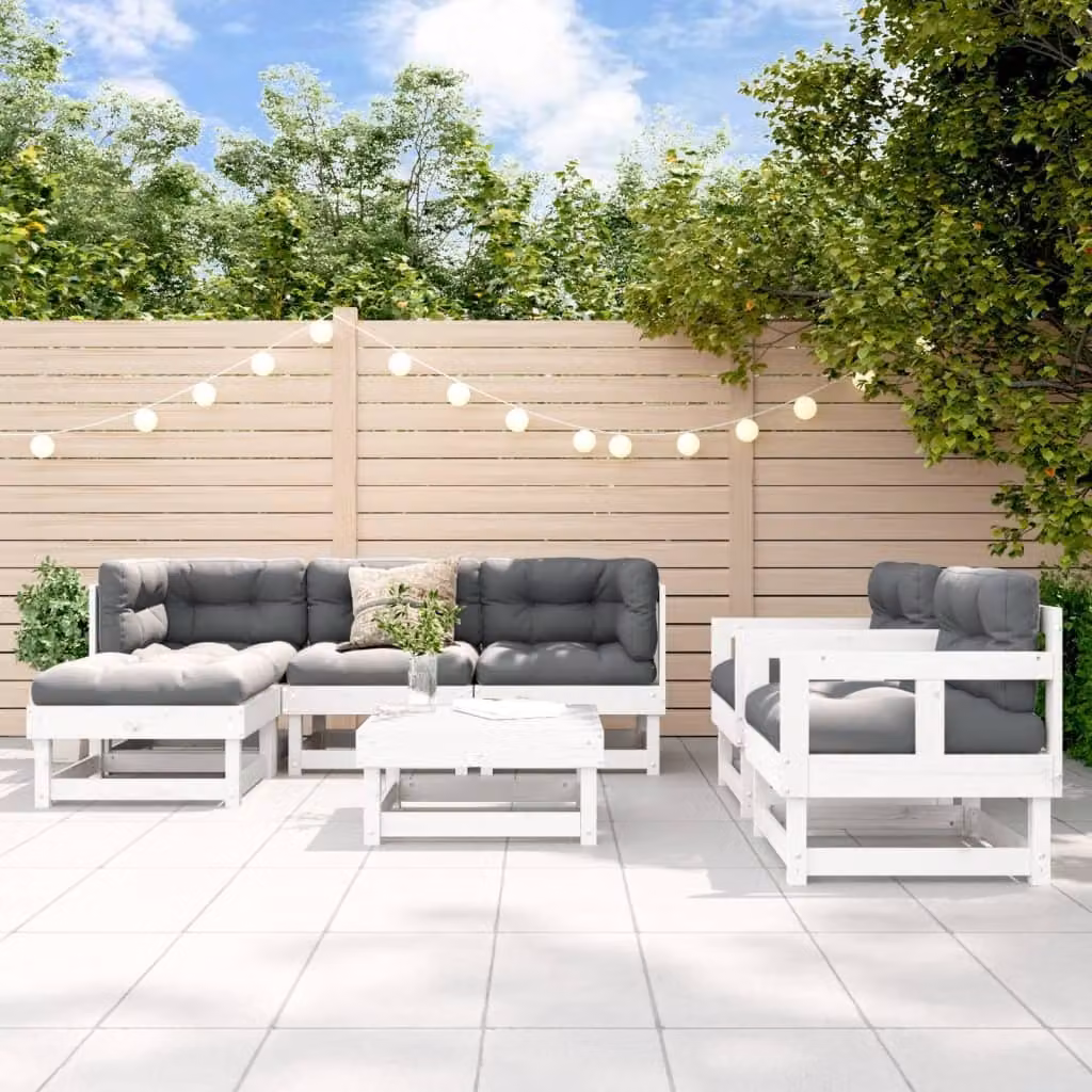 Maison Exclusive - Set da giardino 7 pezzi bianco in legno massello di pino
