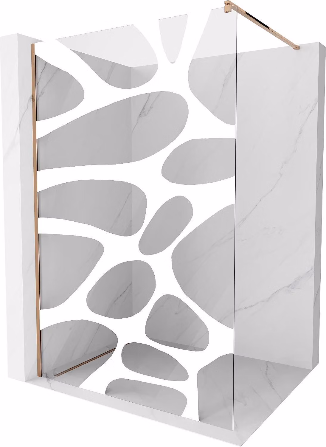 Mexen Kioto parete doccia Walk-in 120 x 200 cm, onda bianca 8 mm, oro rosa - 800-120-101-60-97