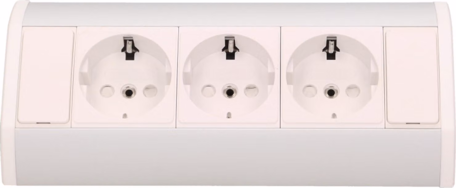 ORNO GM-9001 Presa d'angolo a 3 poli con chiusura a prova di bambino, montaggio a 45, 3680W, colore: bianco + argento, per cucina, ufficio e piano di lavoro