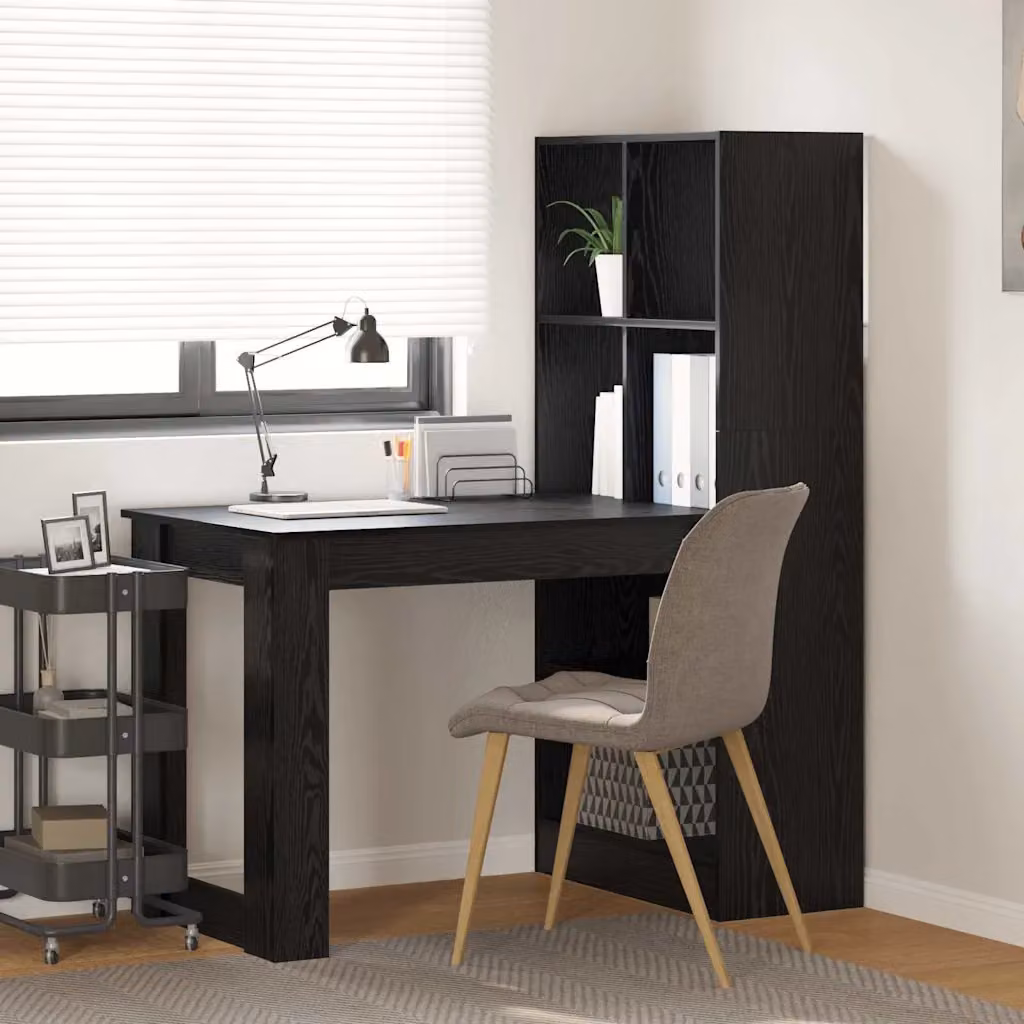 Scrivania moderna vidaXL in legno ingegnerizzato MDF rovere nero L 122 cm x P 67 cm x H 145 cm