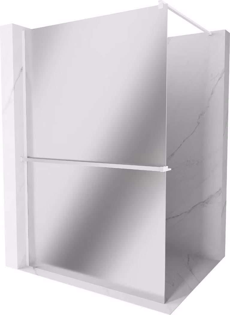 Mexen Kioto+ parete doccia con mensola Walk-in 130 x 200 cm, specchio, bianco - 800-130-121-20-50