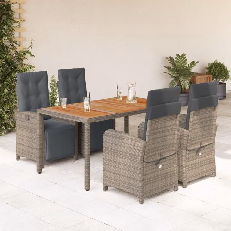 Maison Exclusive - Set da pranzo da giardino 5 pezzi con cuscini grigio in polyrattan
