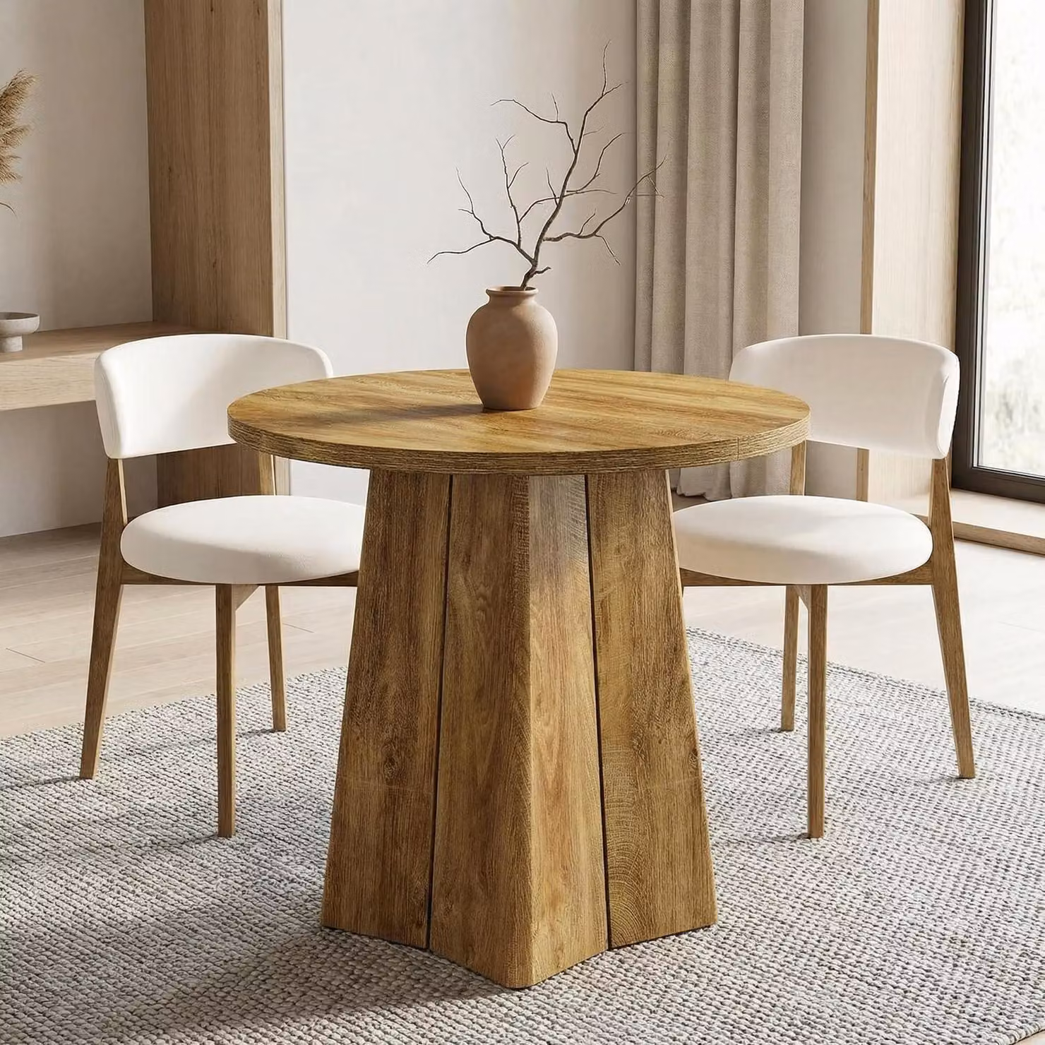 Tavolo da pranzo 80 cm, stile rustico, color marrone, adatto per 2-4 persone