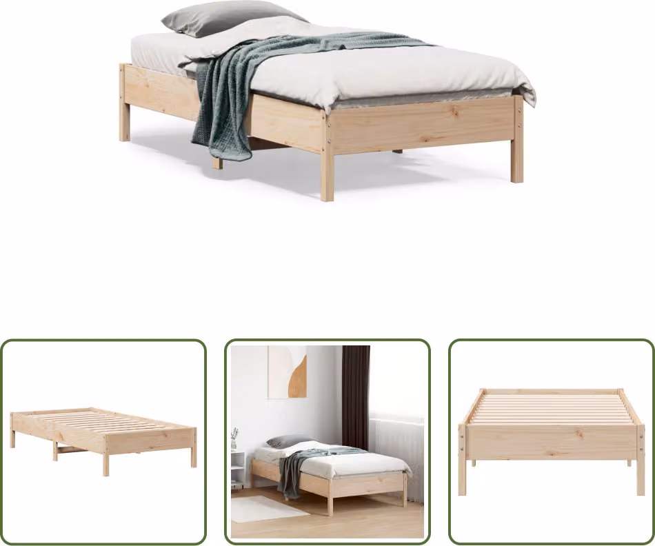The Living Store Letto in legno massiccio 75x190 cm pino
