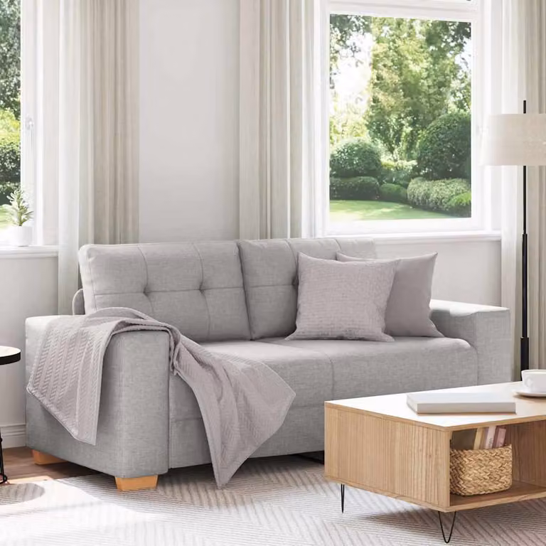 vidaXL Divanetto Moderno in Tessuto Grigio con Cuscini, L/P/H: 180 x 77 x 82 cm
