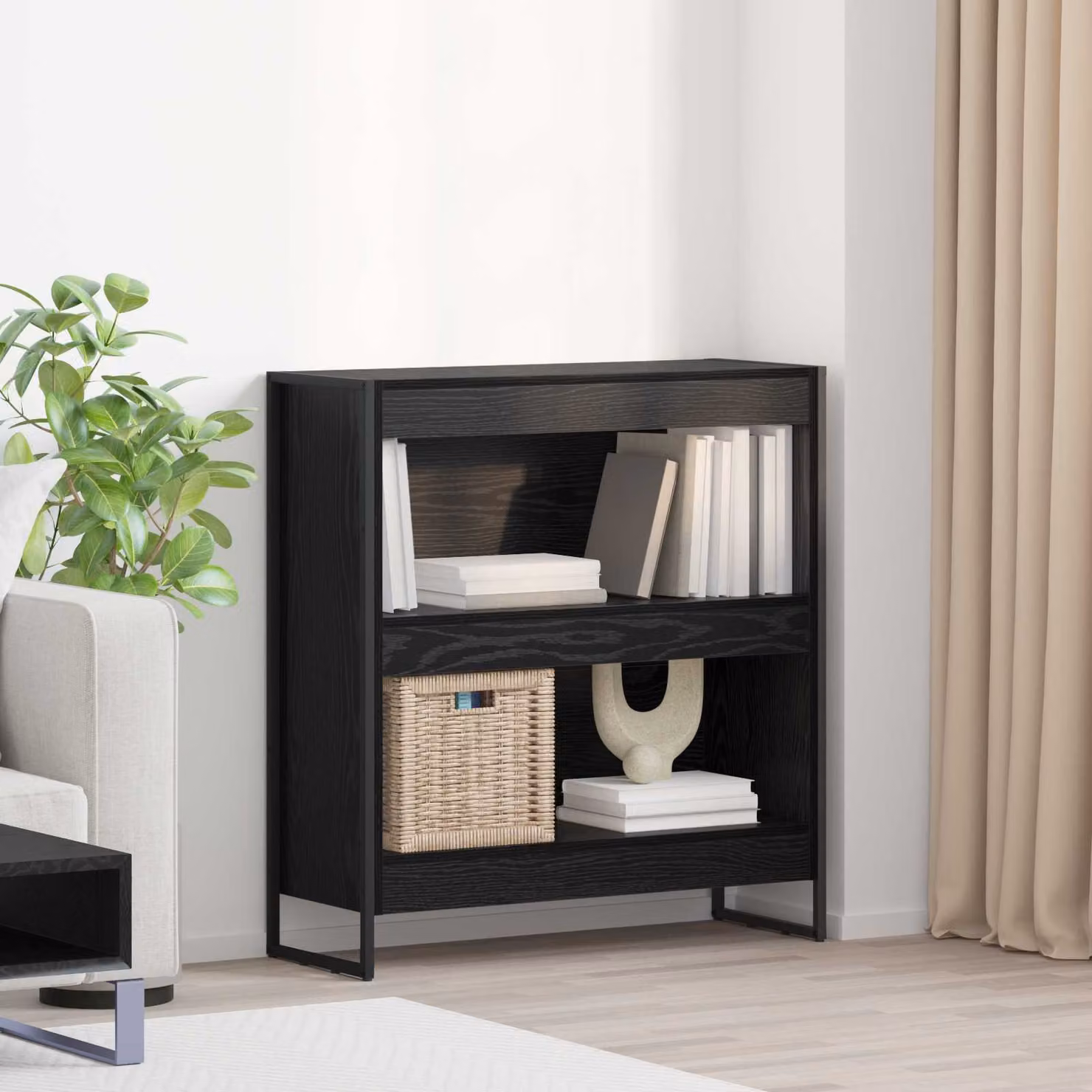 Armadio per Libri Industrial vidaXL in MDF e Metallo, Nero, L 80 cm x P 30 cm x H 86,5 cm