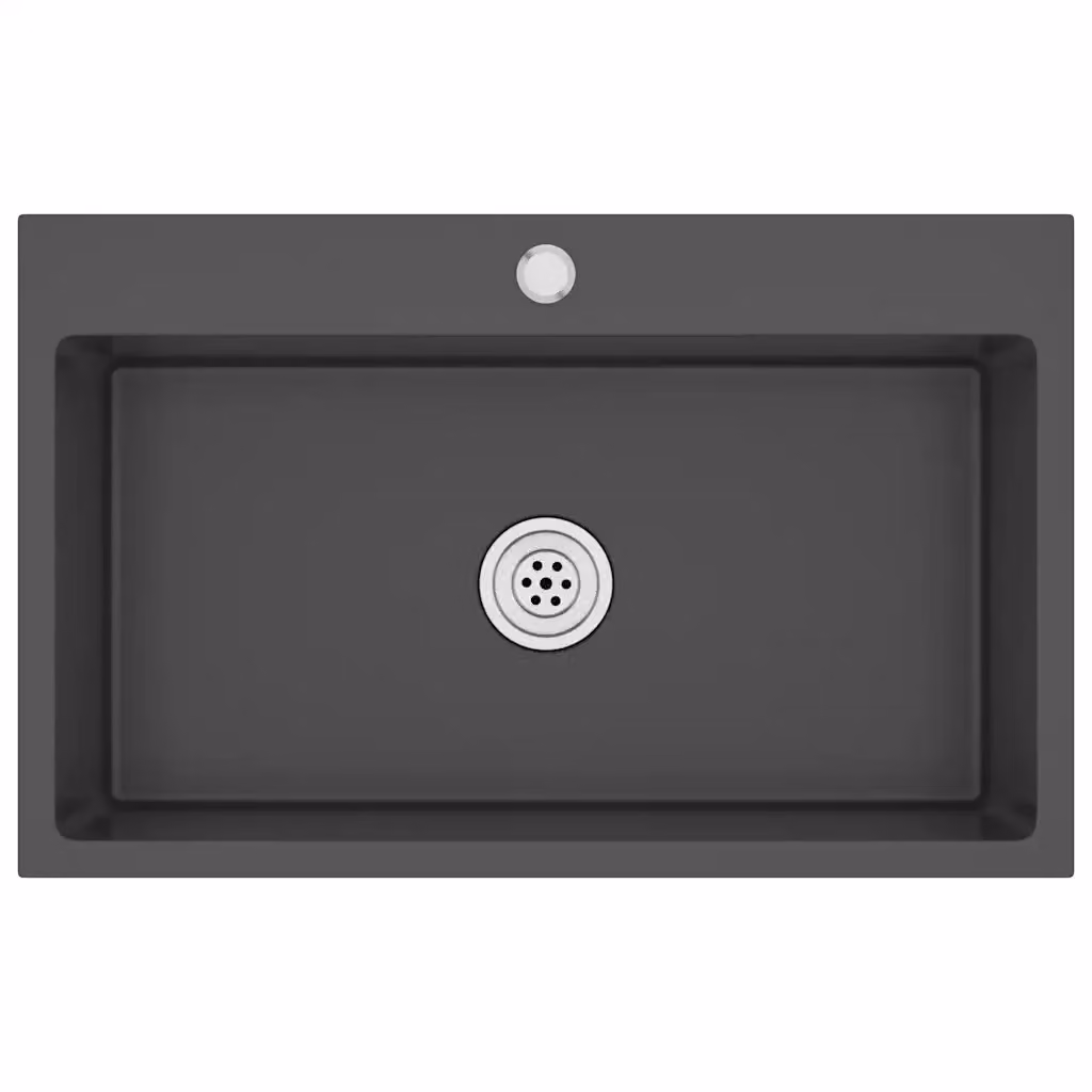 vidaXL Lavello da Cucina in Acciaio Inox Nero L: 70 cm, P: 44 cm, H: 20 cm – 2