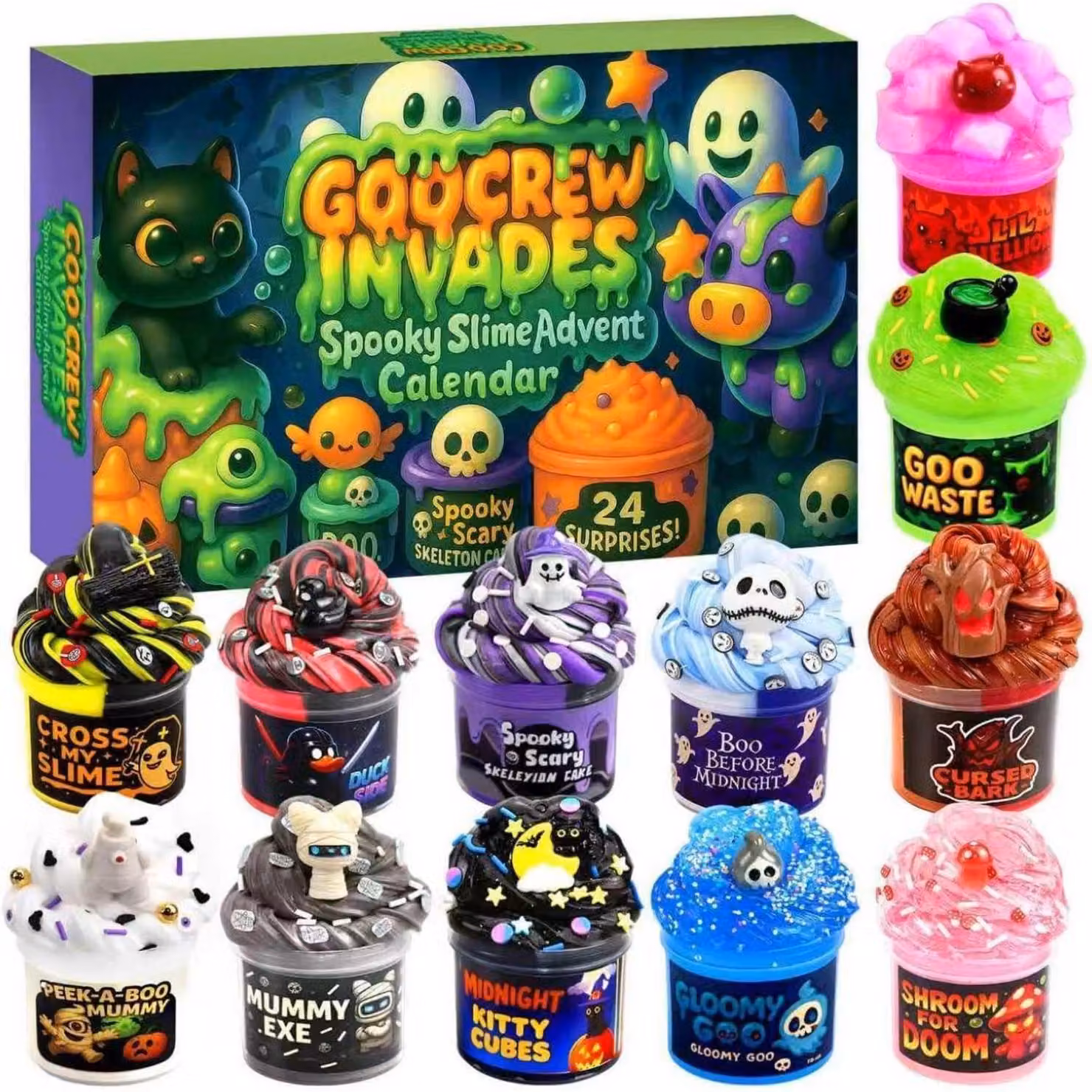 Calendario dell'Avvento 2026, calendario a tema Halloween con slime, countdown di 24 giorni, regalo per bambini e adolescenti