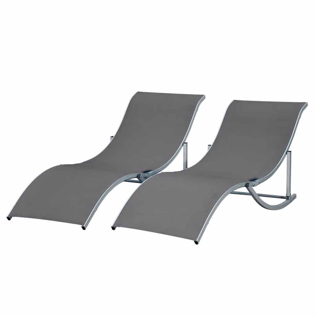 Lettino pieghevole Minimal in alluminio e textilene grigio antracite – 2
