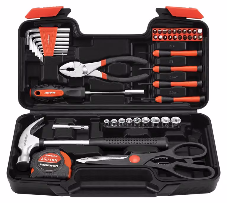Set di attrezzi da 48 pezzi - Set di utensili manuali per il fai-da-te - Peso: 1,4 kg - Con custodia - Per uso domestico