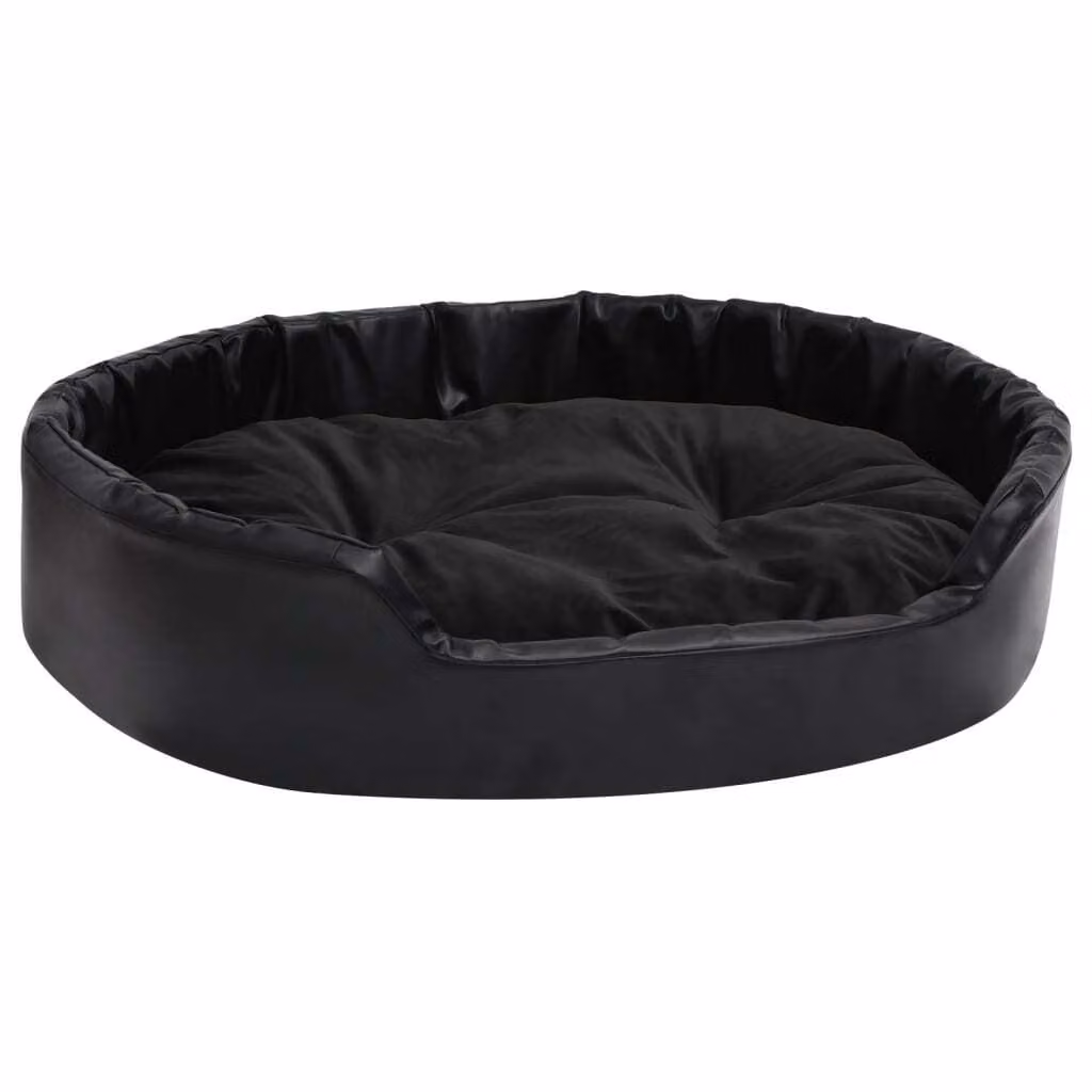 Lettino per Cani Nero 90x79x20 cm in Peluche e Pelle finta