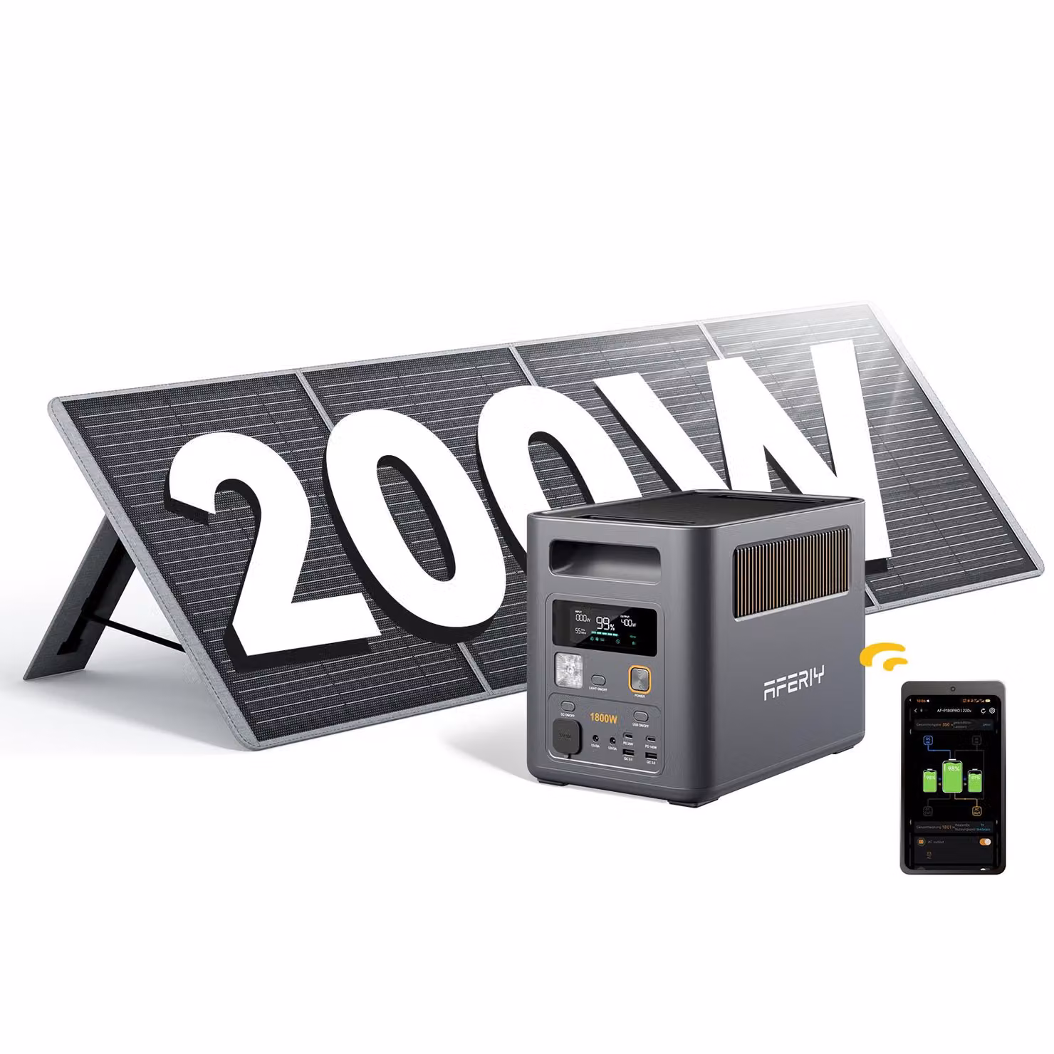 AFERIY P180 Pro Power Station 1800W 1024Wh con pannello solare 200W
