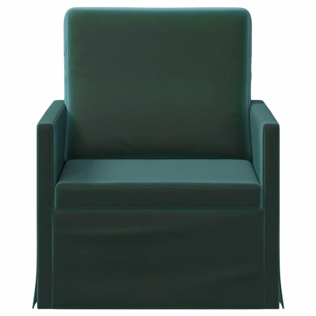 Divano Singolo Moderno vidaXL in Velluto Verde con Braccioli e Struttura in Metallo L/P/H: 70 x 81 x 82 cm – 2