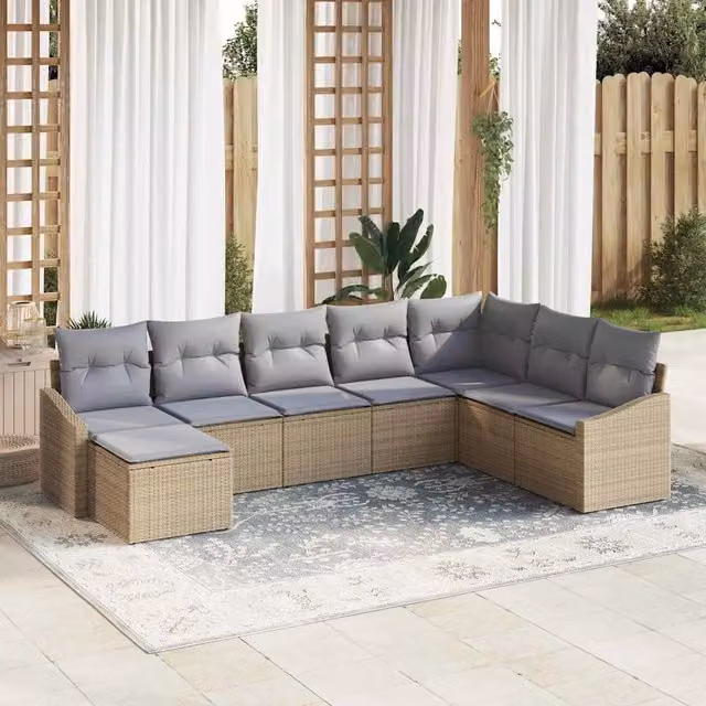 Set di divani 8 pz Beige polyrattan 3346840