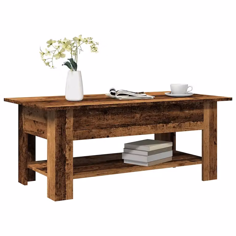 vidaXL Tavolino da Salotto Rettangolare in Legno Antico Marrone L: 102 cm, P: 55 cm, H: 42 cm