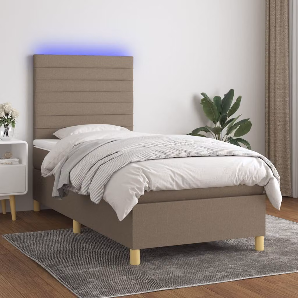 Maison Exclusive - Letto a Molle con Materasso e LED Tortora 80x200 cm in Tessuto