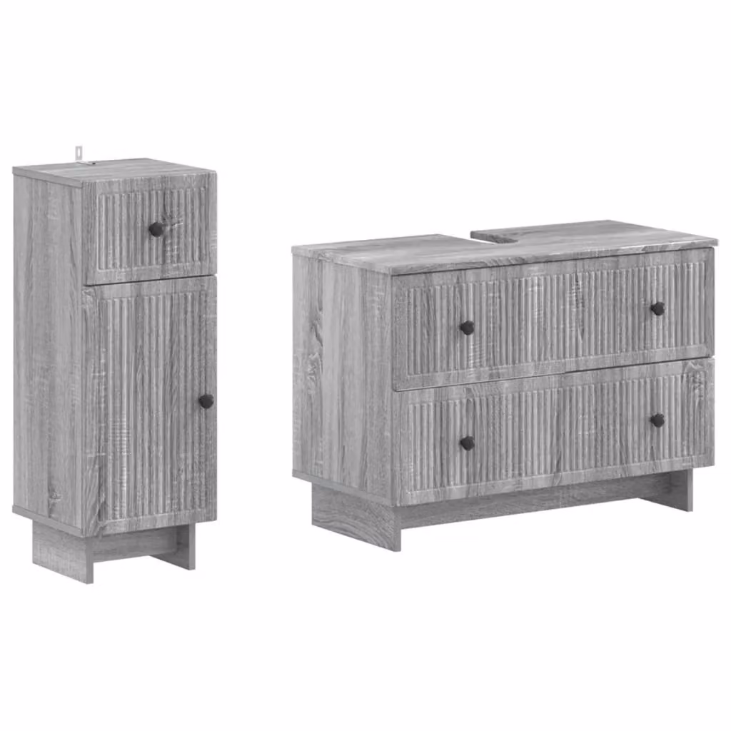 Set di mobili da bagno moderno vidaXL composto da mobile lavabo e mobile laterale in legno grigio L/P/H: 82,0 x 35,6 x 59,0 cm e 41,0 x 34,0 x 76,7 cm – 2