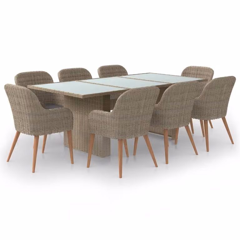 Set da Pranzo da Giardino 9 pz in Polyrattan Marrone