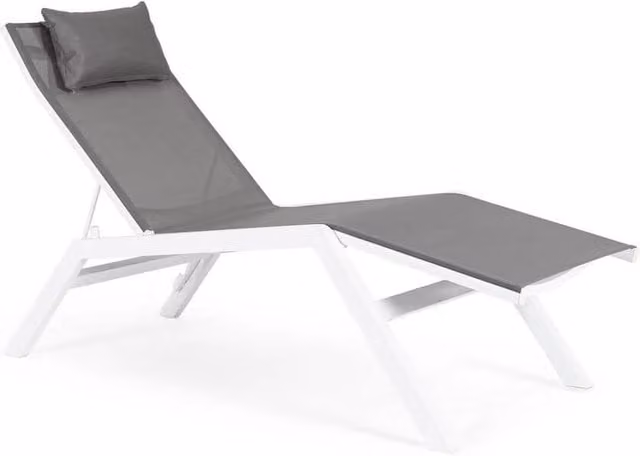 Chaise Longue da Esterno con Poggiatesta in Alluminio e Textilene - SOLIDITY