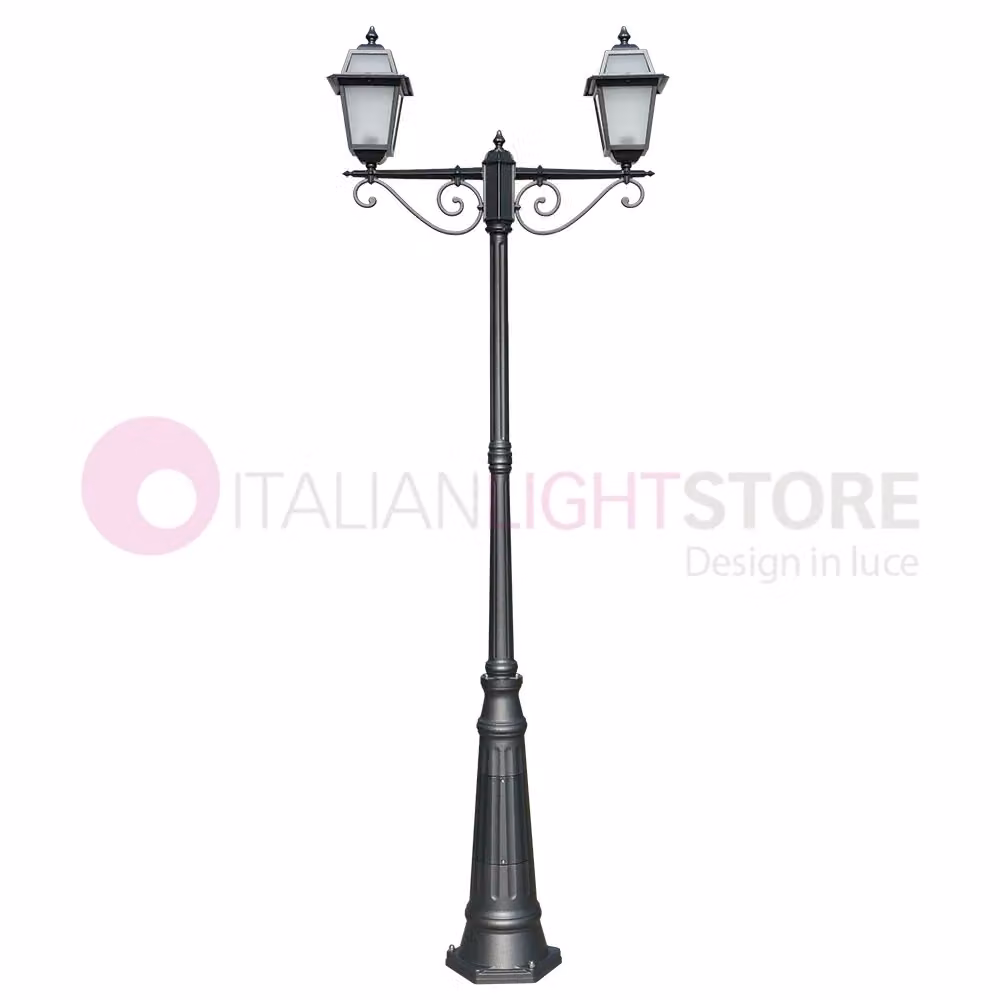 Lampione da esterno Artemide grigio con 2 luci LED in stile classico per giardino, Altezza: 255 cm – 2