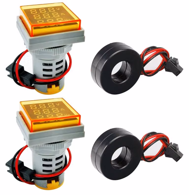 Multimetro multifunzione, AC 20-500V, 0-100A, 20-70Hz, colore giallo, confezione da 2 pezzi