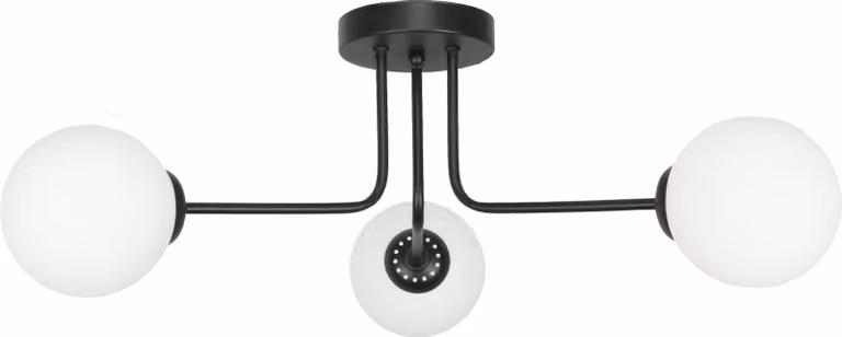 Lampada da soffitto nera, paralume bianco BORGIO 14-842