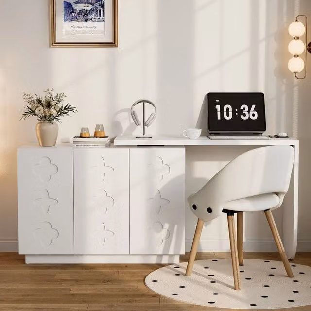 Scrivania angolare per computer ¨C Minimal ¨C bianco in legno ingegnerizzato 110 cm
