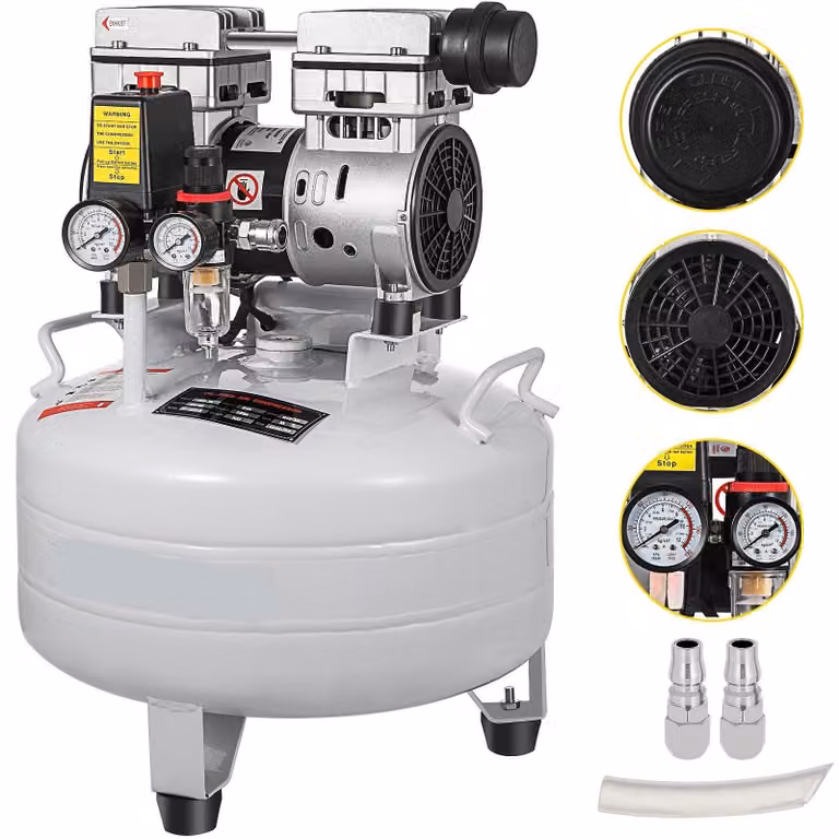 Compressore d'aria - Senza olio - Silenzioso - Compatto - Portatile - Serbatoio da 30 litri - Motore potente da 850W
