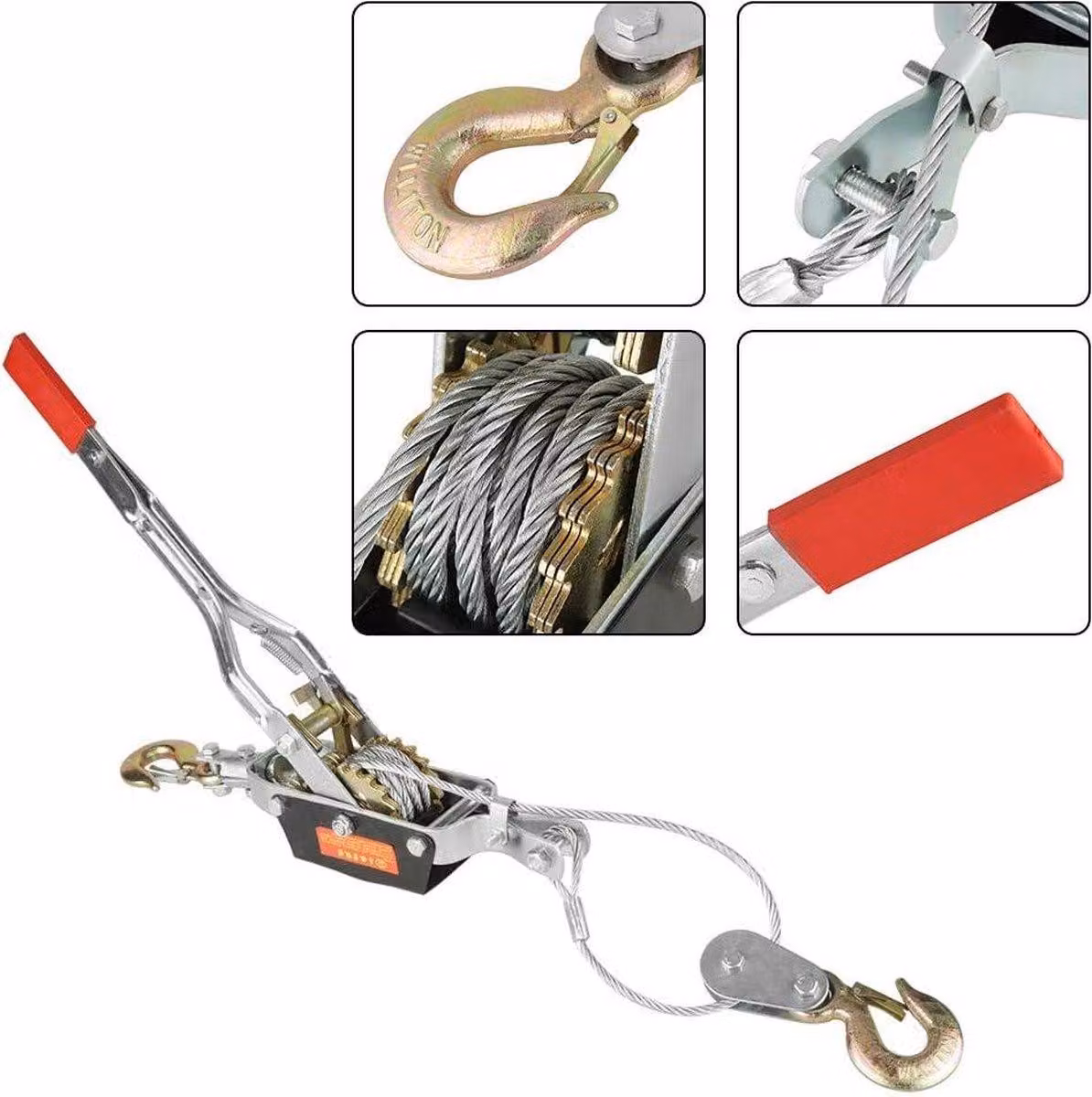 Verricelli manuali in acciaio per carichi pesanti con gancio doppio - Capacità di trazione: 4 tonnellate - Tenditori manuali con motivo a zig-zag