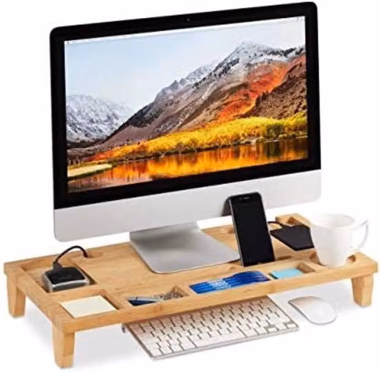 Organizer multi-compartimento in bamboo marrone per adulti