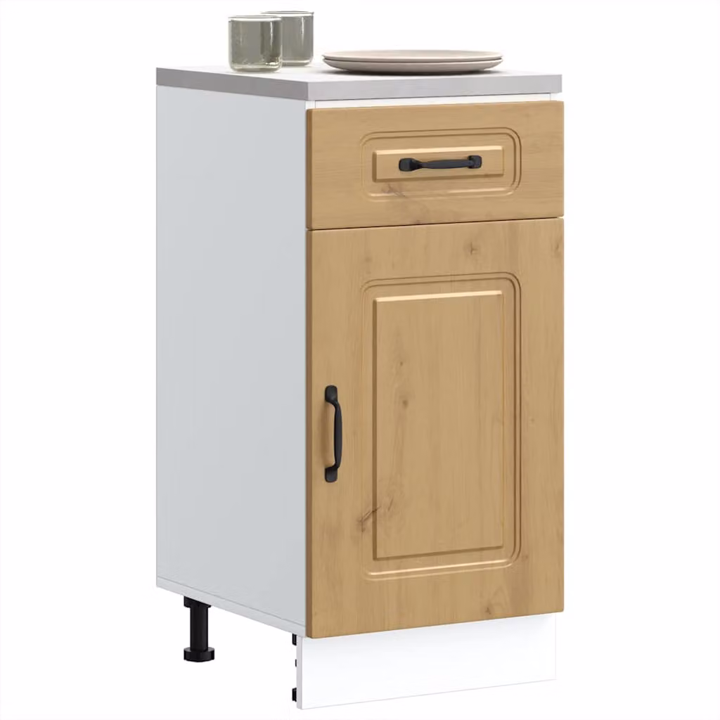 Base da cucina moderna vidaXL Kalmar in legno multistrato, marrone e bianco, L: 81,5 cm, P: 46 cm, H: 40 cm