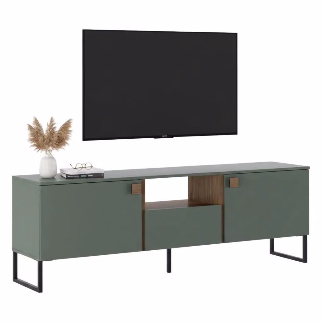 Mobile Porta TV Muravera DMORA con un Cassetto, Moderno, Verde e Marrone, L/P/H: 179 x 40 x 60 cm – 2