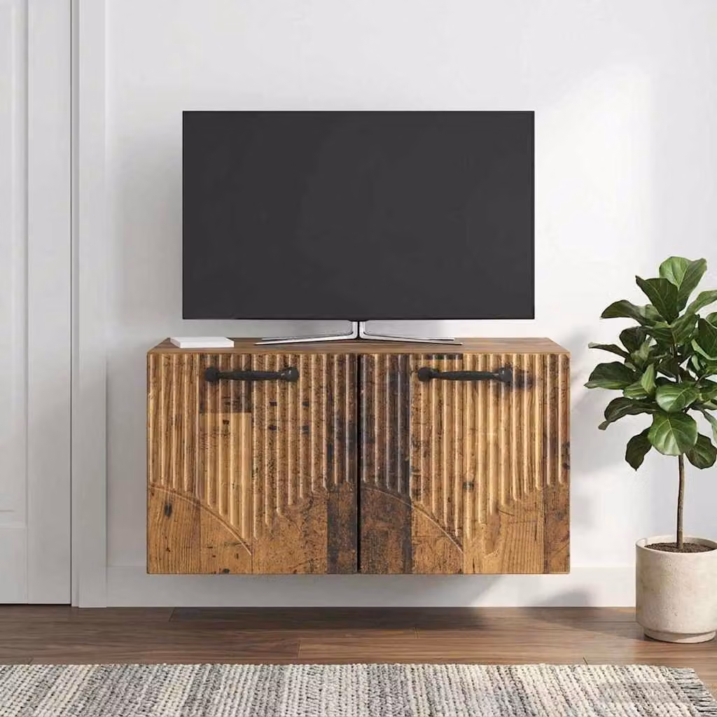 vidaXL Mobile Porta TV da Muro Moderno in Legno Marrone L: 59,5 cm, P: 31 cm, H: 30 cm
