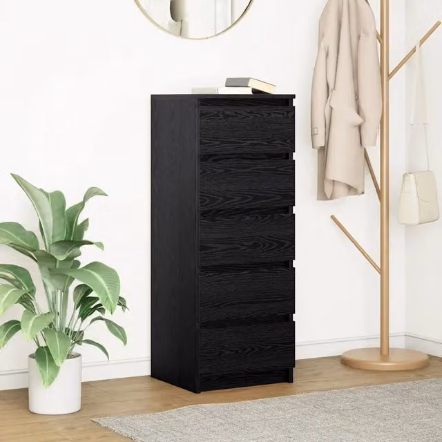 Credenza con cassetti Design Mania per cucina e soggiorno, colore nero, L/P/H: 37,5 x 35,0 x 99,0 cm – 1