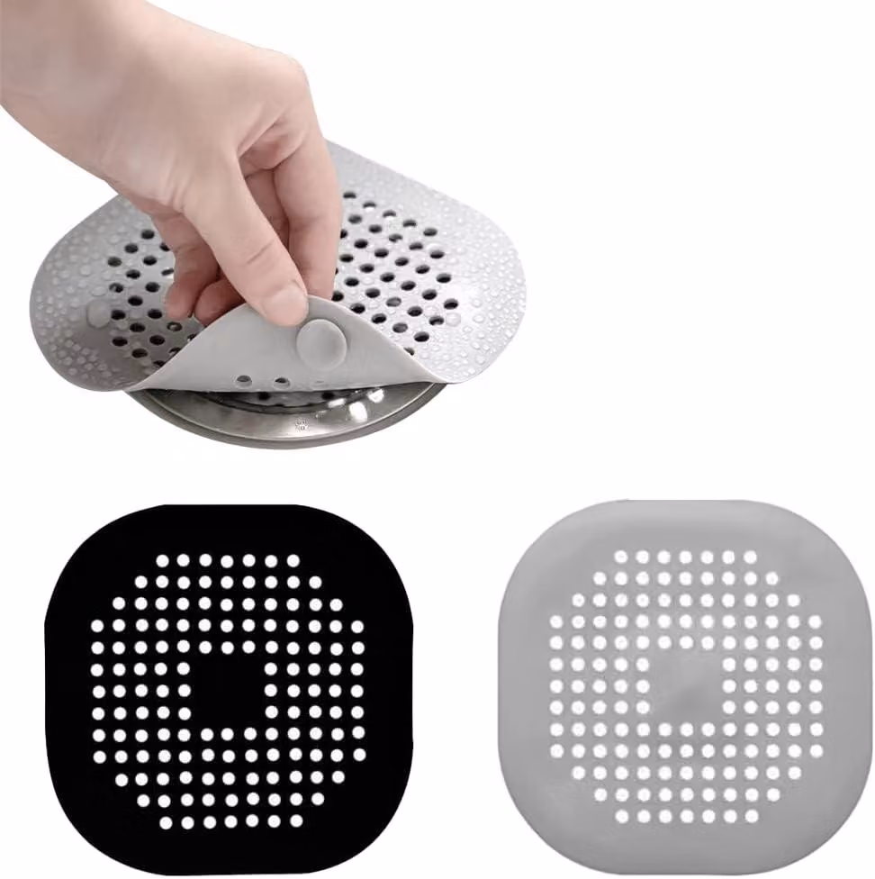 Filtri per scarichi in silicone - Set da 2 - Filtri per lavandini con ventosa, ideali per capelli, vasche da bagno, docce, scarichi in generale, cucine, bagni e lavanderie